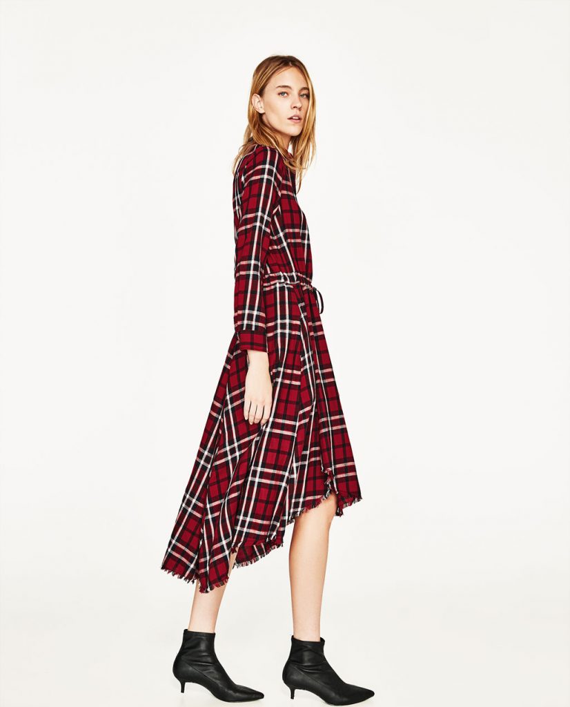 Zara - asymmetric check midi dress - Dresscodes